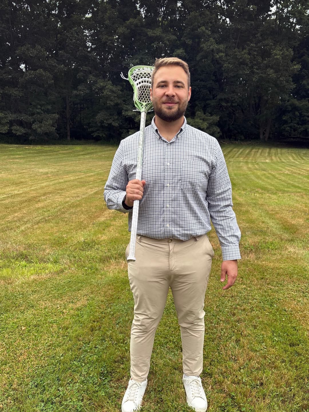 Nathaniel Hunt holding a lacrosse stick